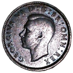 United Kingdom. 1942. 6 Pence - George VI 1st coinage. Silver (.500). AU. 2.76g. KM852. C158. RI.4