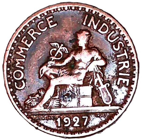 France. 1927. 50 Centimes Chambers of Commerce. Copper-aluminium. VF. 1.97g. KM884. C177. RI.3