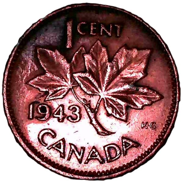 Canada. 1943. 1 Cent - George VI with ET IND:IMP:. Bronze. Unc. 3.22g. KM32. C175. RI.3