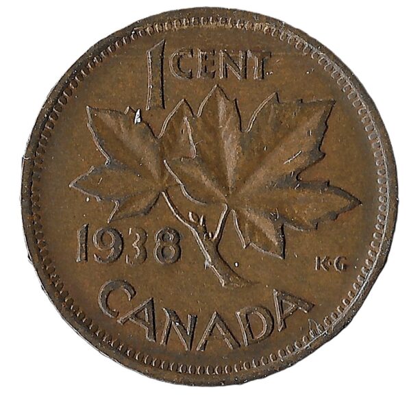 Canada. 1938. 1 Cent - George VI. Bronze. XF. 3.17g. KM32. C255. RI.3