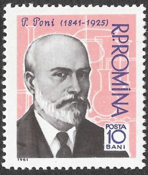 Romania. 1961 Scientists. Petre Poni. 10B. MNH. Mi1958