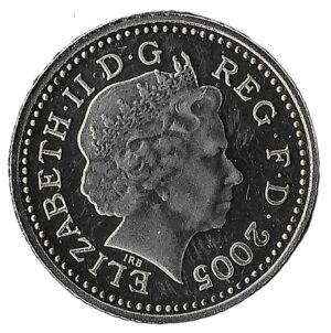 United Kingdom. 2005. 5 Pence - Elizabeth II 4th portrait; Crowned Thistle. Copper-Nickel. Proof. 3.24g. KM988. C219. RI.3