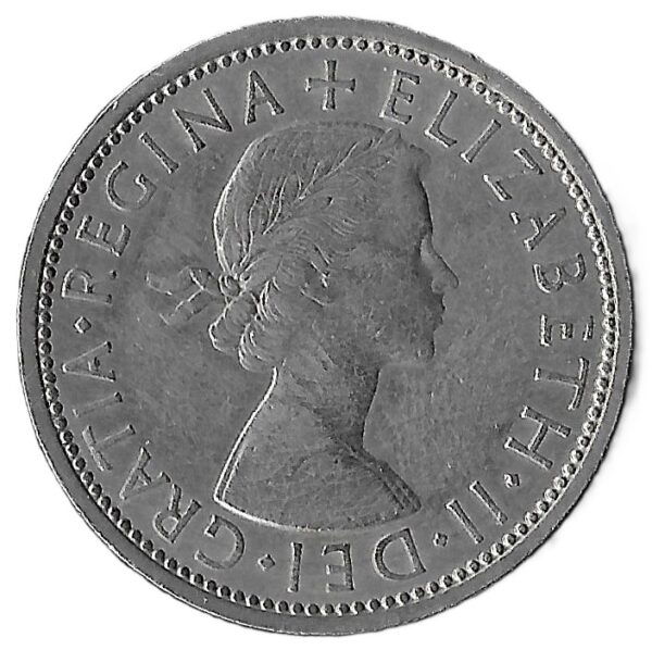 United Kingdom. 1966. 2 Shillings - Elizabeth II 1st portrait; no 'BRITT:OMN'. Copper-Nickel. AU. 11.44g. KM906. C225. RI.3