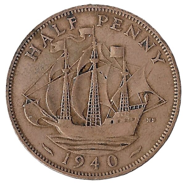 United Kingdom. 1940. ½ Penny - George VI. Bronze. VF. 5.70g. KM844. C247. RI.3