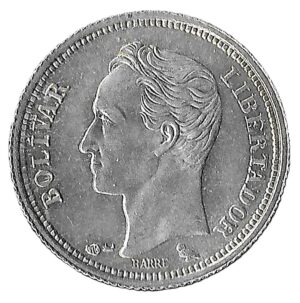 Venezuela. 1960. 25 Céntimos. Silver (.835). Unc. 1.25g. Y35a. C230. RI.10