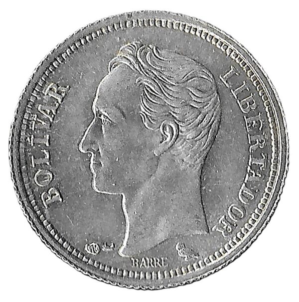 Venezuela. 1960. 25 Céntimos. Silver (.835). Unc. 1.25g. Y35a. C230. RI.10