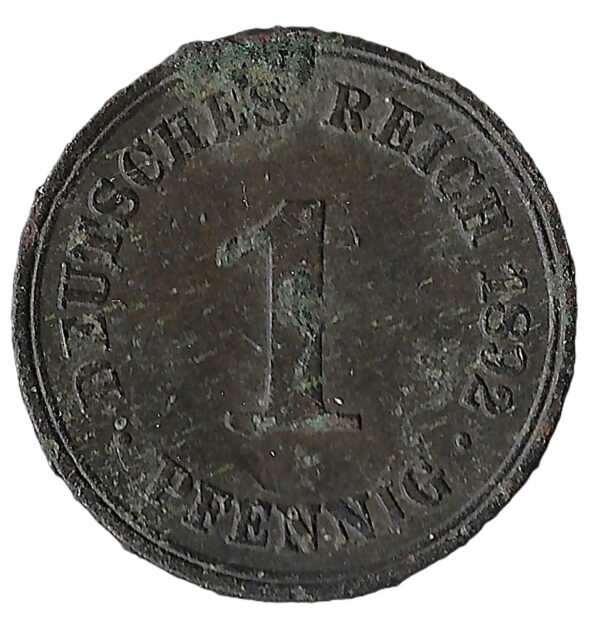 Germany. 1892. 1 Pfennig - Wilhelm II type 2 - small shield. Copper. F. 1.95g. KM10. C240. RI.4