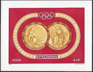 Romania. 1961 Olympic Games - Melbourne 1956 & Rome 1960 - Romanian Gold Medal Winners. 4L. MNH. Mi Block 50