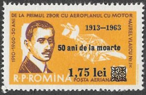 Romania. 1963 Airmail. The 50th Anniversary of the Death of Aurel Vlaicu(1882-1913). 10L. MNH. Mi2175