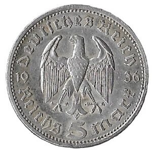 Germany. 1936. 5 Reichsmark Paul von Hindenburg. Silver (.900). 13.93g. XF. KM86. C367. RI.6
