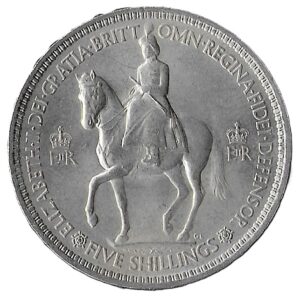 United Kingdom. 5 Shillings - Elizabeth II Coronation. Copper-Nickel. 28.46g. AU. KM894. C387. RI.6