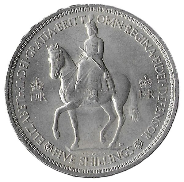 United Kingdom. 5 Shillings - Elizabeth II Coronation. Copper-Nickel. 28.46g. AU. KM894. C387. RI.6
