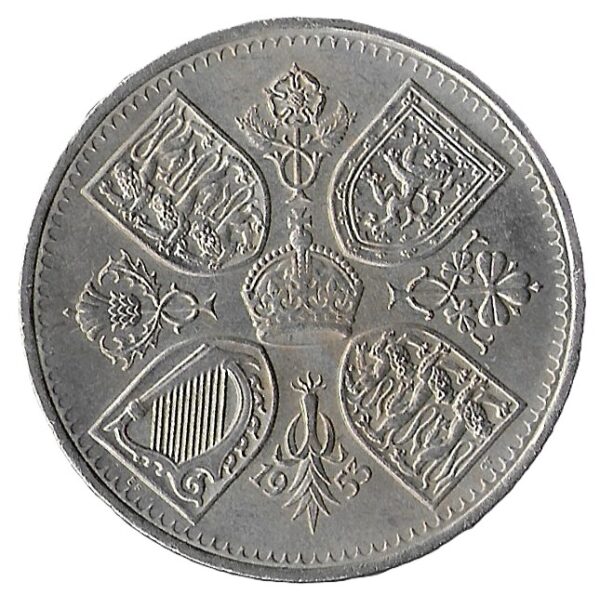 United Kingdom. 5 Shillings - Elizabeth II Coronation. Copper-Nickel. 28.46g. AU. KM894. C387. RI.6