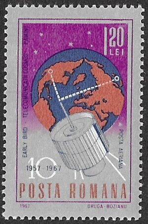 Romania. 1967 The 10th Anniversary of Space Exploration. 1.20L. MNH. Mi2564