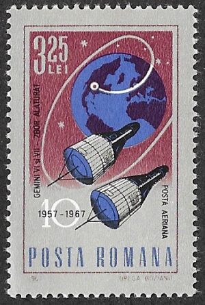 Romania. 1967 The 10th Anniversary of Space Exploration. 3.25L. MNH. Mi2566