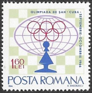 Romania. 1966 Chess Olympics, Havanna. 1.60L. MNH. Mi2482