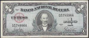 Cuba. 1960. 1 peso. XF. P77. B37. RI.33