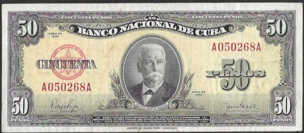 Cuba. 1950. 50 Pesos. XF. P81. B39. RI.35
