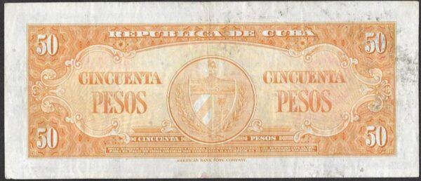 Cuba. 1950. 50 Pesos. XF. P81. B39. RI.35