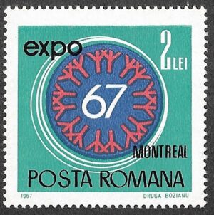 Romania. 1967 World Exhibition "expo 67" - Montreal, Canada. 2L. MH. Mi 2638