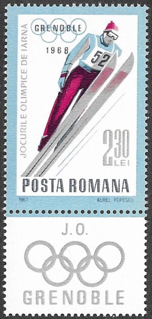 Romania. 1967 Olympic Winter Games - Grenoble 1968, France. 2.30L. MNH. Mi 2626