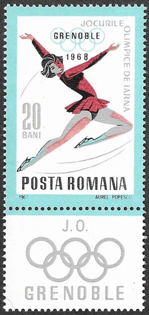 Romania. 1967 Olympic Winter Games - Grenoble 1968, France. 20B. MNH. Mi 2620