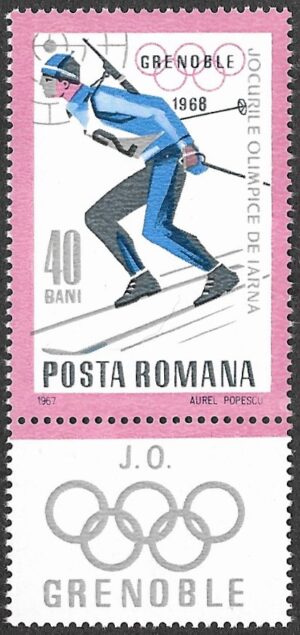 Romania. 1967 Olympic Winter Games - Grenoble 1968, France. 40B. MNH. Mi 2621