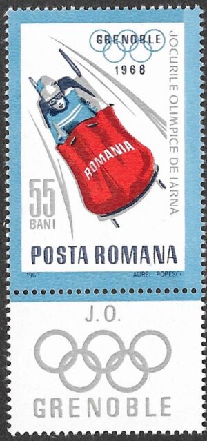 Romania. 1967 Olympic Winter Games - Grenoble 1968, France. 55B. MNH. Mi 2622
