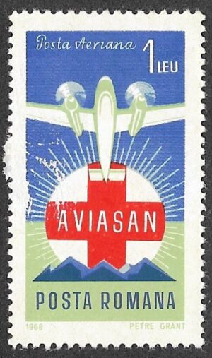 Romania. 1968 Airmail - Aviasan Rescue Service. 1L. MNH. Mi 2664