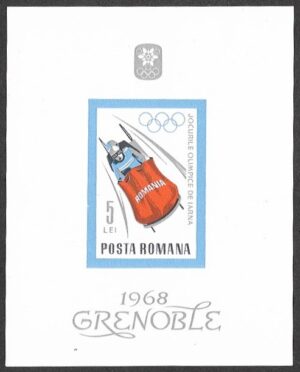 Romania. 1967 Olympic Winter Games - Grenoble 1968, France. 5L. MNH. Mi Block 64