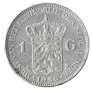 Netherlands. 1938. 1 Gulden - Wilhelmina. Silver (.720). 9.99g. XF. C412. RI.7