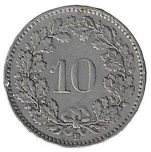 Switzerland. 1944. 10 Rappen Libertas. Copper-Nickel. 2.98g. XF. C416. RI.2