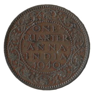 India. 1940. ¼ Anna - George VI. 4.79g. Bronze. VF. C423. RI.7