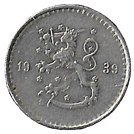 Finland. 1939. 25 Pennia. Copper-Nickel. 1.27g. VF. C419. RI.8