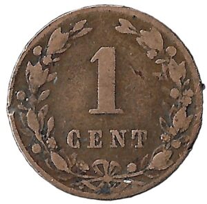 Netherlands. 1883. 1 Cent. 2.32g. Brass. F. C426. RI.5