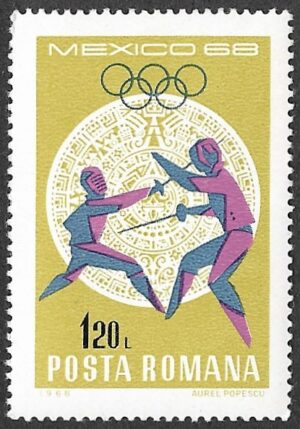 Romania. 1968 Olympic Games - Mexico City, Mexico. 1.20L. MNH. Mi 2702