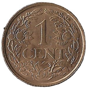Curacao. 1947. 1 Cent. 2.53g. Brass. AU. C494. RI.9