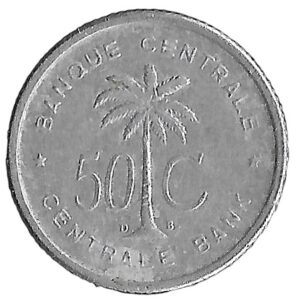 Belgian Congo and Ruanda-Urundi. 1955. 50 Centimes. 0.67g. Aluminium. VXF. C506. RI.11
