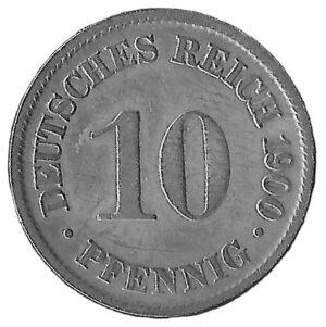 Germany. 1900. 10 Pfennigs - Wilhelm II type 2 - small shield. 3.95g. Copper-Nickel. VF. C526. RI.4