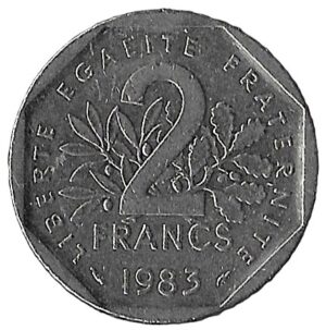 France. 1983. 2 Francs. 7.50g. Nickel. VF. C533. RI.2