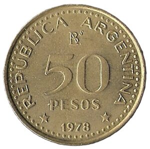 Argentina. 1978. 50 Pesos José de San Martín. 7.52g. Aluminium Bronze. XF. C498. RI.7