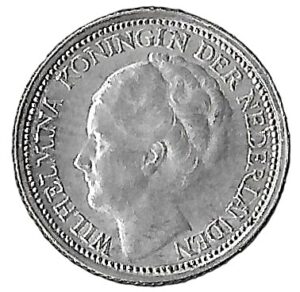 Netherlands. 1941. 10 Cents - Wilhelmina. 1.40g. Silver (.640). XF. C515. RI.4