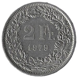 Switzerland. 1979. 2 Francs Helvetia standing. 8.74g. Copper-Nickel. XF. C531. RI.3