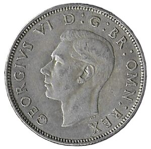 United Kingdom. 1945. 2 Shillings - George VI with 'IND:IMP'. 11.26g. Silver (.500). VF. C463. RI.5