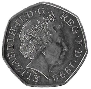 United Kingdom. 1998. 50 Pence - Elizabeth II NHS 50th Anniversary. 8.04g. Copper-Nickel. XF. C466. RI.7