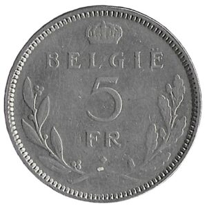 Belgium. 1936. 5 Francs - Léopold III Dutch text. 12.09g. Nickel. VF. C519. RI.17