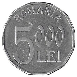 Romania. 2001. 5000 Lei. 2.54g. Aluminium. Xf. C485. RI.6