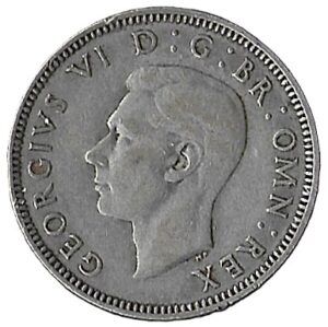 United Kingdom. 1943. 1 Shilling - George VI English crest. 5.65g. Silver (.500). XF. C488. RI.5