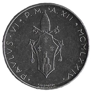 Vatican. 1974. 100 Lire - Paul VI. 7.96g. Stainless Steel. Unc. C492. RI.6