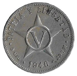Cuba. 1946. 5 Centavos. 4.95g. Copper-Nickel. XF. C495. RI.5